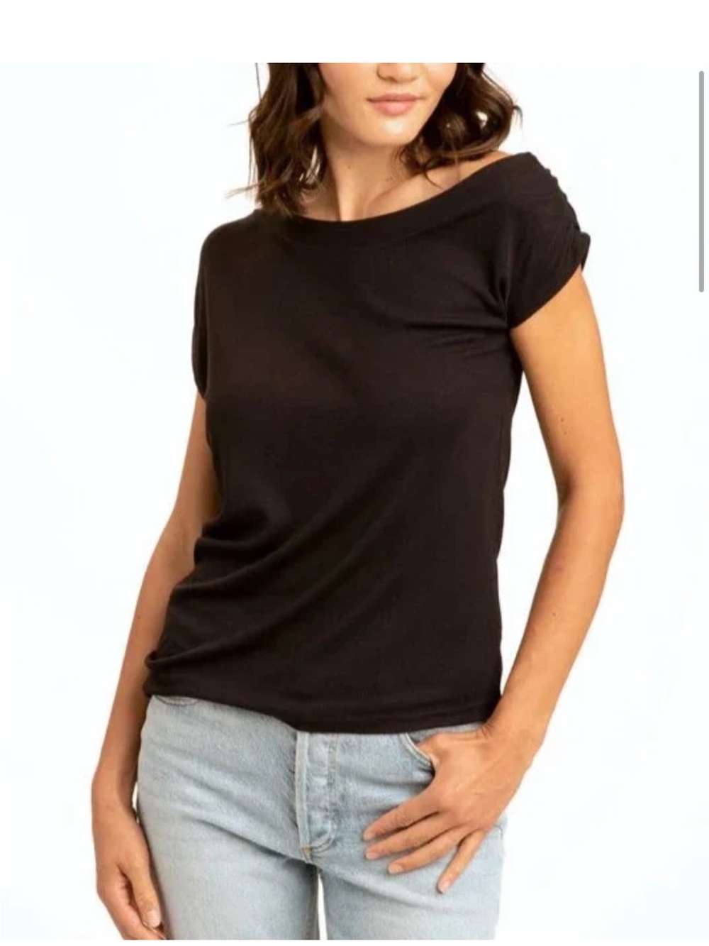 NWPT Threads 4 Thought Black Short Sleeve Boatneck Tee xxl modal spandex off sho